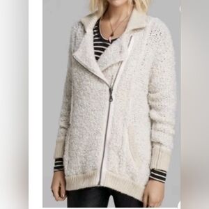 Free People Medium Chunky Knit Moto Zip Cardigan Jacket